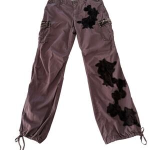 Y2K Vintage EXPRESS | Purple Velvet Accent Baggy Convertible Cargo Pants | 10